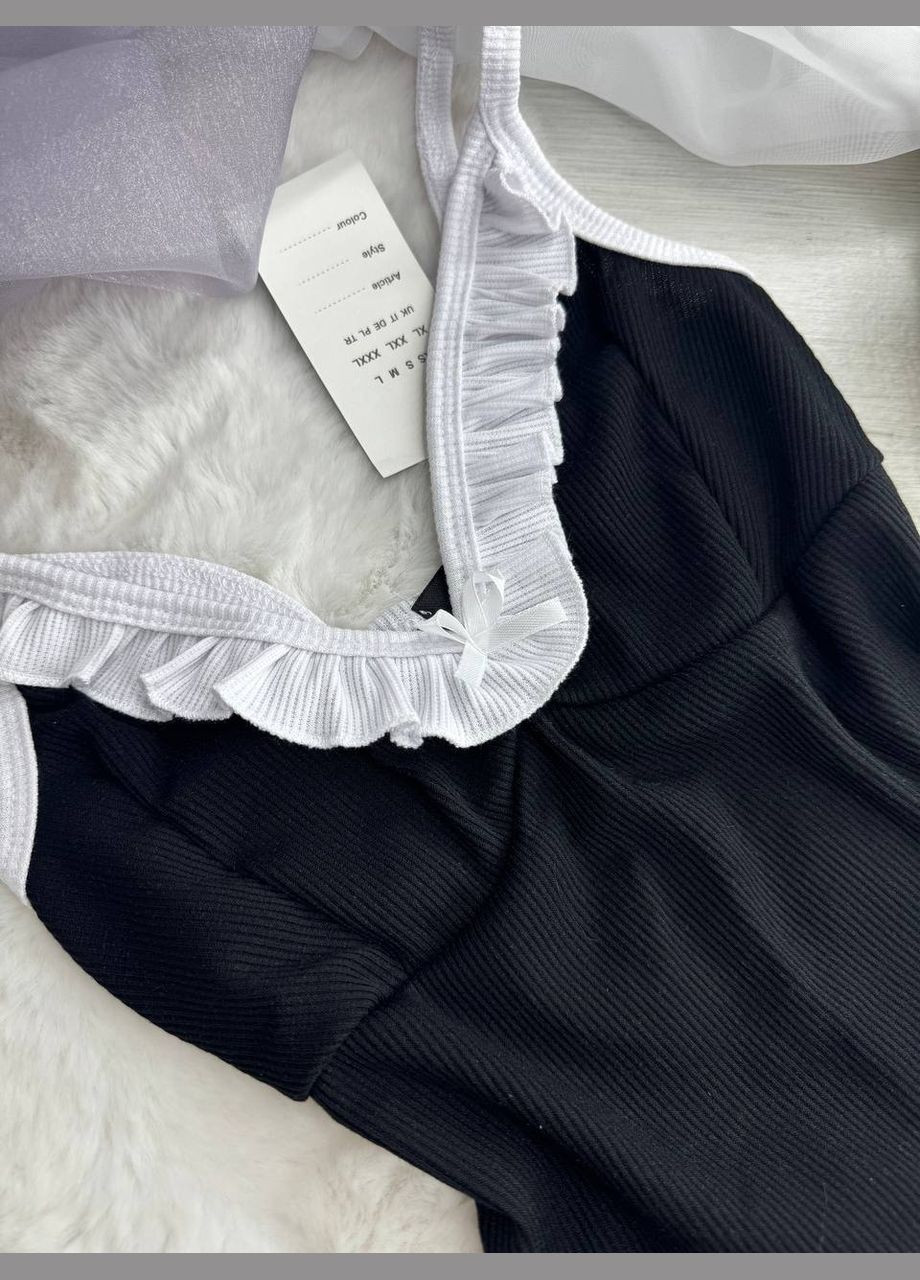 Чорна жіноча ніжна піжама майка + шортики майка + шорти No Brand Р4939-644