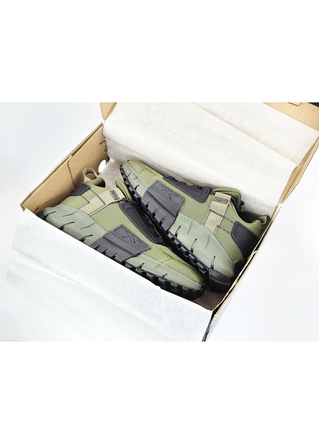 Оливковые (хаки) демисезонные кроссовки мужские reebok zig kinetica edge khaki | рибок зиг кинетика эдж хаки No Brand