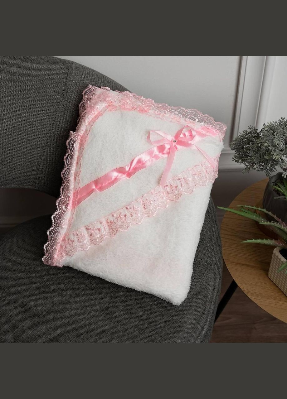 Хрестильна крижма з мереживом мікрофібра 90x90 см дитяча Рожевий (П4К-mur-krizhma-001-02) No Brand (323160700)