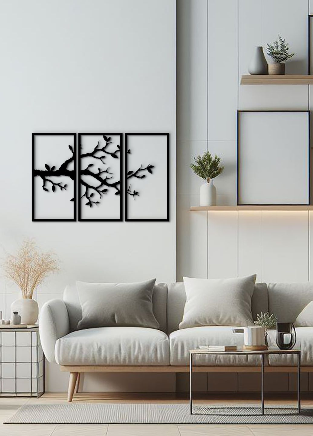 Картина лофт, настенный декор для дома "Ветвь вишни картина модульная", декоративное панно 70х110 см Woodyard (292112432)