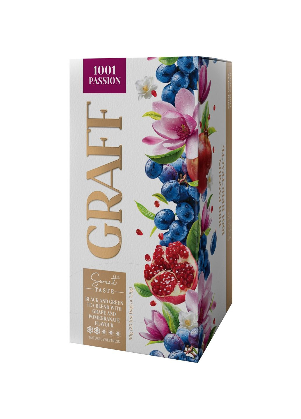 Бленд чорного та зеленого чаю з ароматом винограду та гранату «1001 Пристрасть/1001 Passion » у пакетиках (саше), 30 г Graff (353725306)