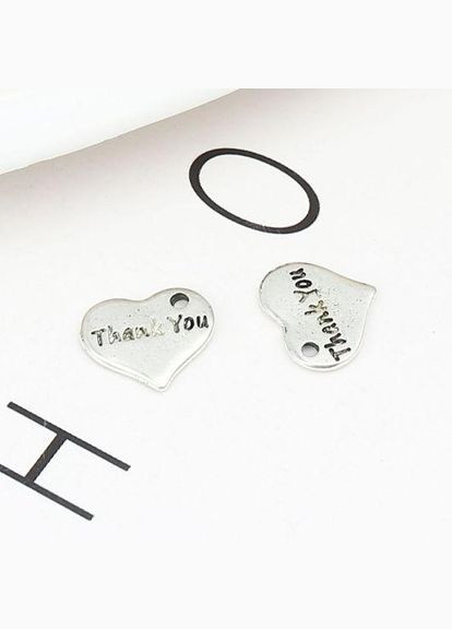 Підвіска Кулон серце дякую Thank You Античне срібло 11 мм x 13 мм Finding (316249131)
