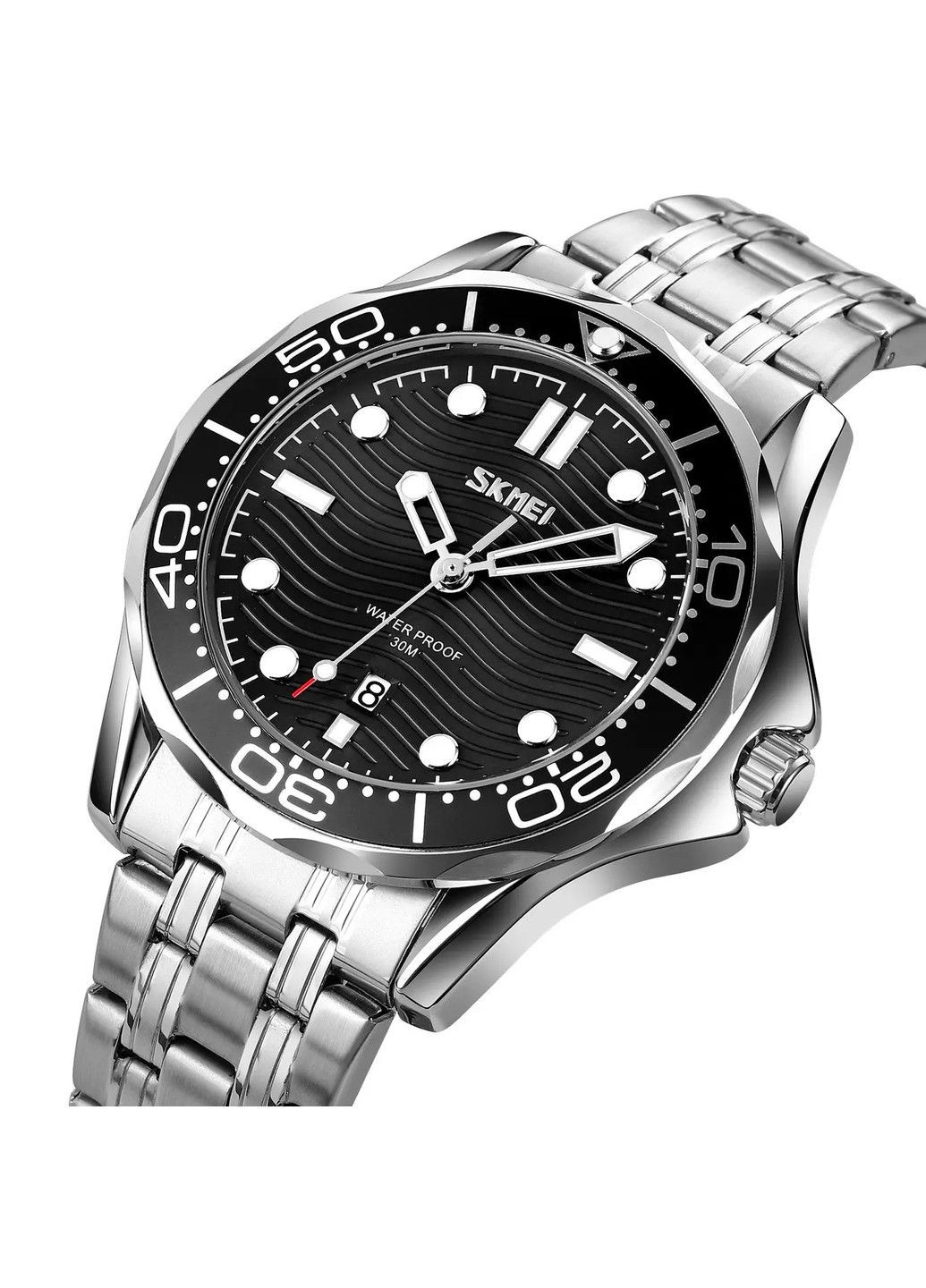 Чоловічий класичний годинник 9276 (Сріблястий з чорним циферблатом) Skmei (314483727)