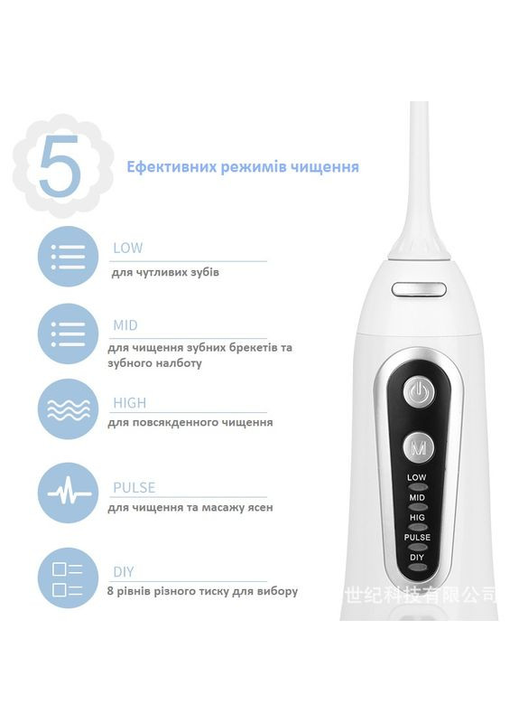 Портативный ирригатор Oral Irrigator (Black) для чистки зубов и десен (+6 насадок) Portable 203 (314765759)