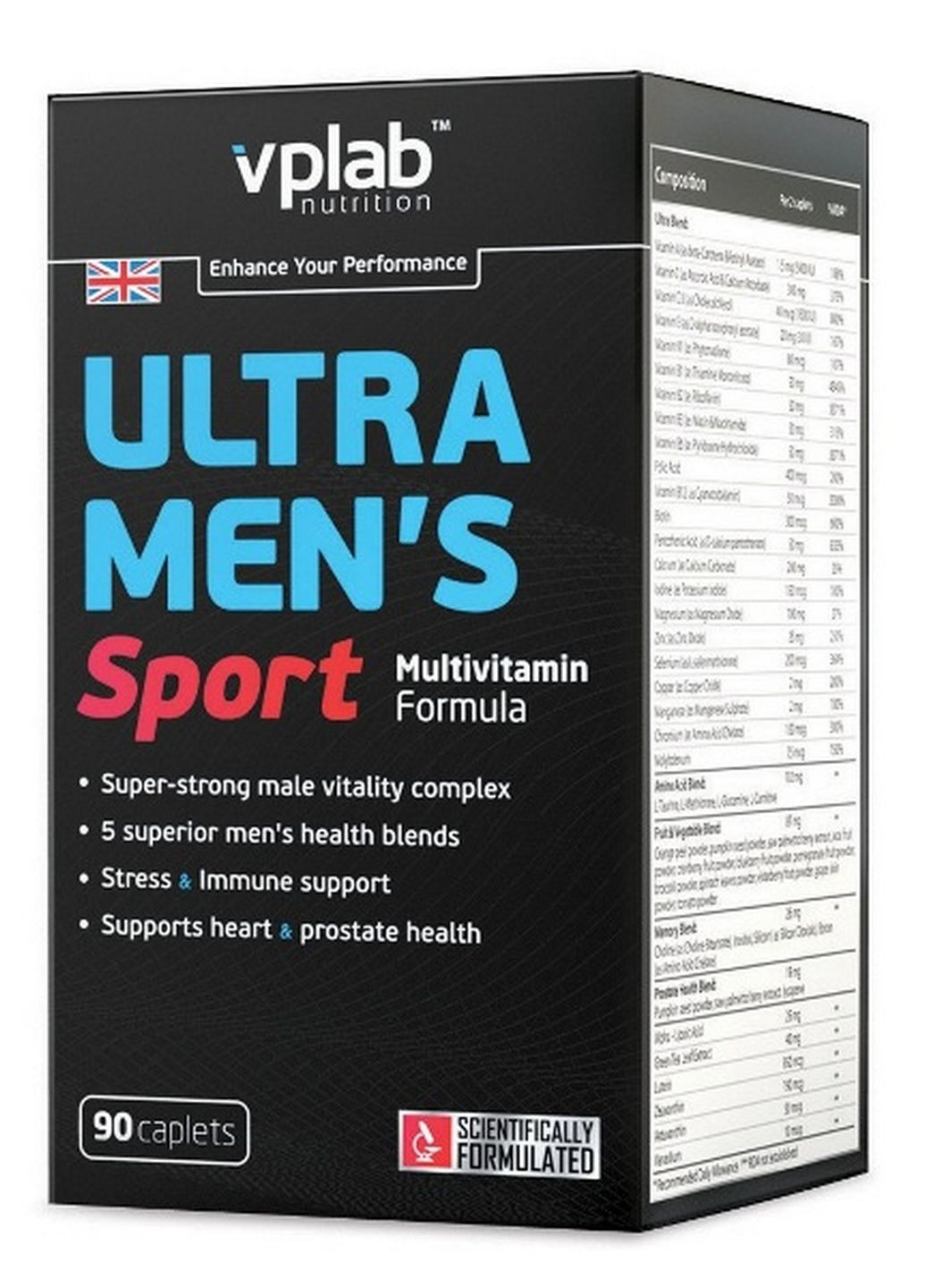 Вітаміни та мінерали Ultra Mens Sport Multivitamin, 90 каплет VPLab Nutrition (293420806)