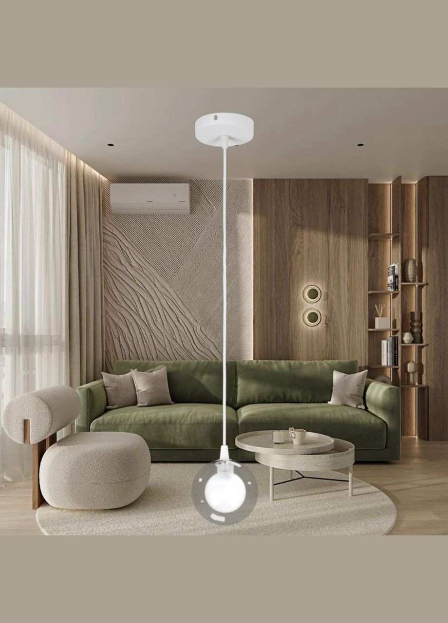 Підвіс зі скляною 10см кулею (61-P100F-1 WH+CLWH) No Brand (370070422)