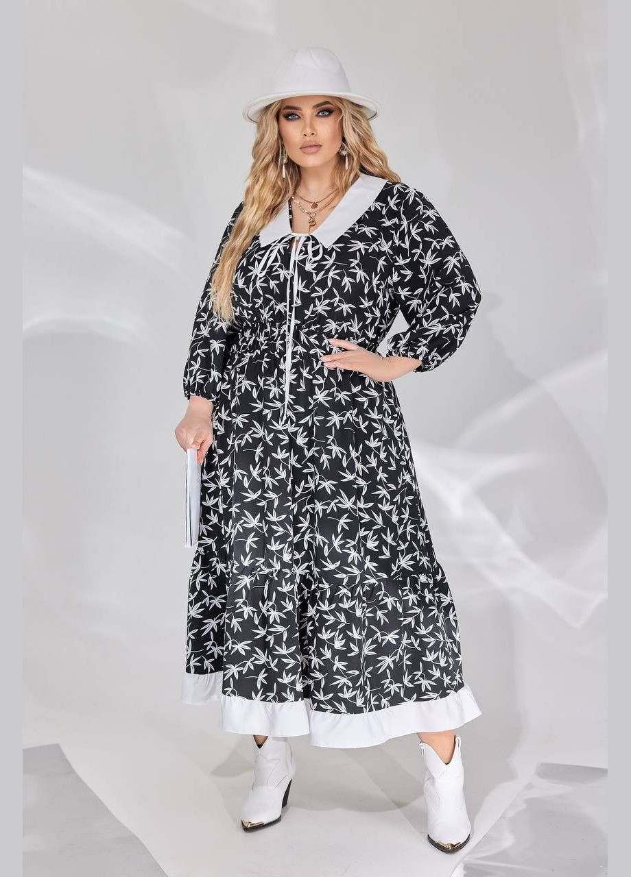 Черное женское свободное платье из софта цвет черный р.50/52 450391 New Trend
