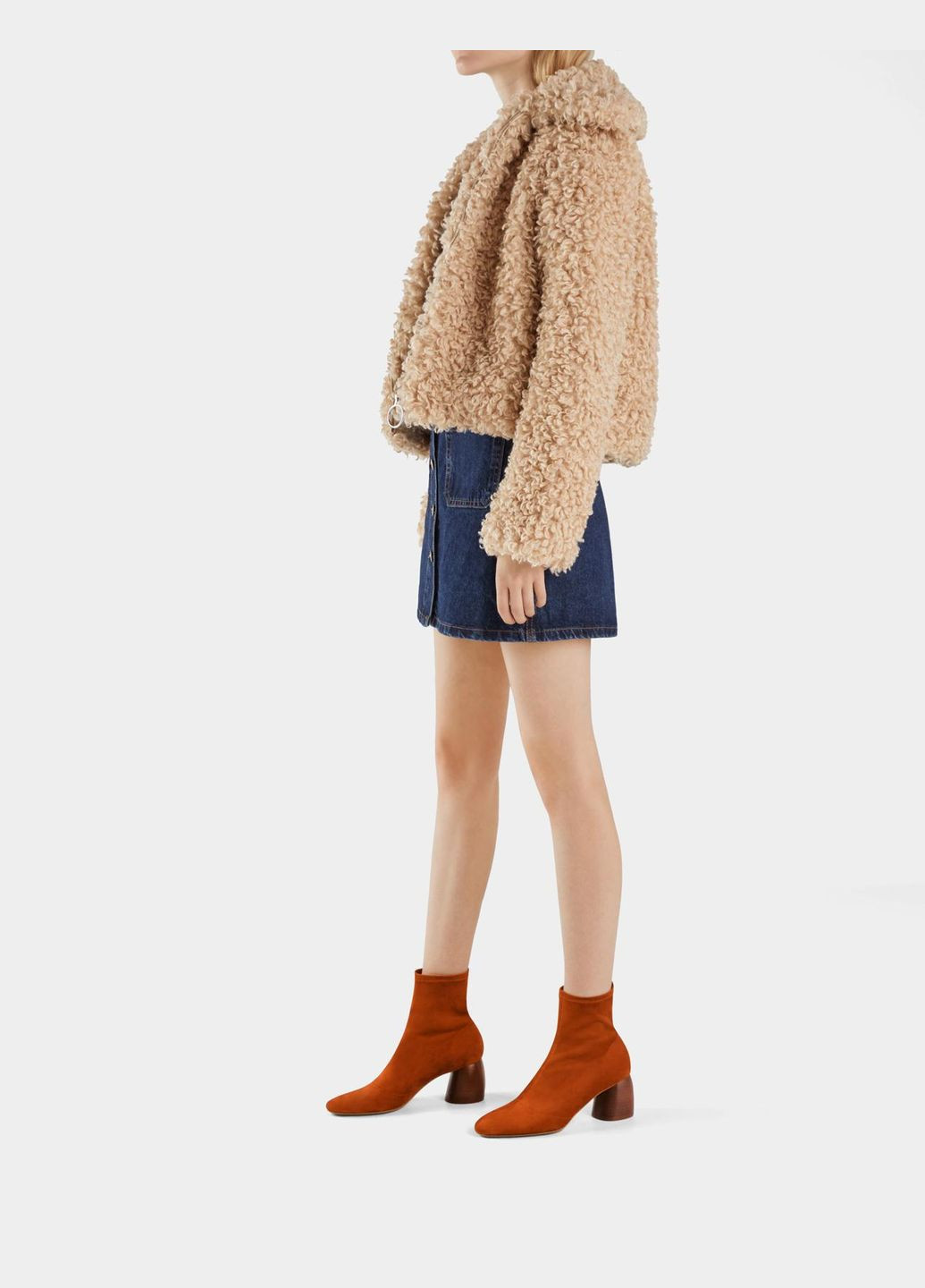 Светло-оранжевые ботильоны,кирпичный, Bershka