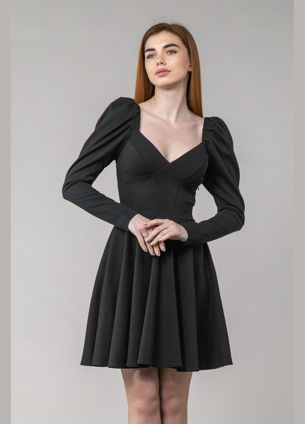 Черное праздничный, вечернее платье мини с имитацией корсета CHICLY однотонное