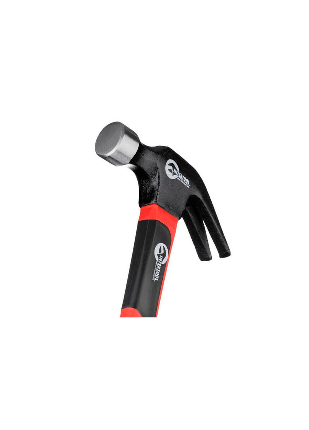 Молоток-гвоздодер 450 г фиберглассовая ручка для работы с деревом антивибрационный Intertool (366217706)