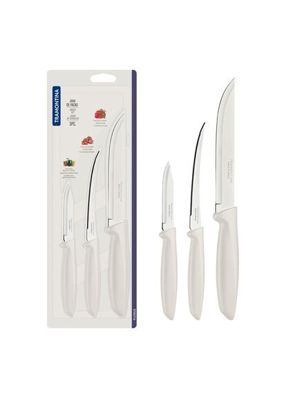 Набор ножей Plenus light grey, 3 предмета Tramontina комбинированные,