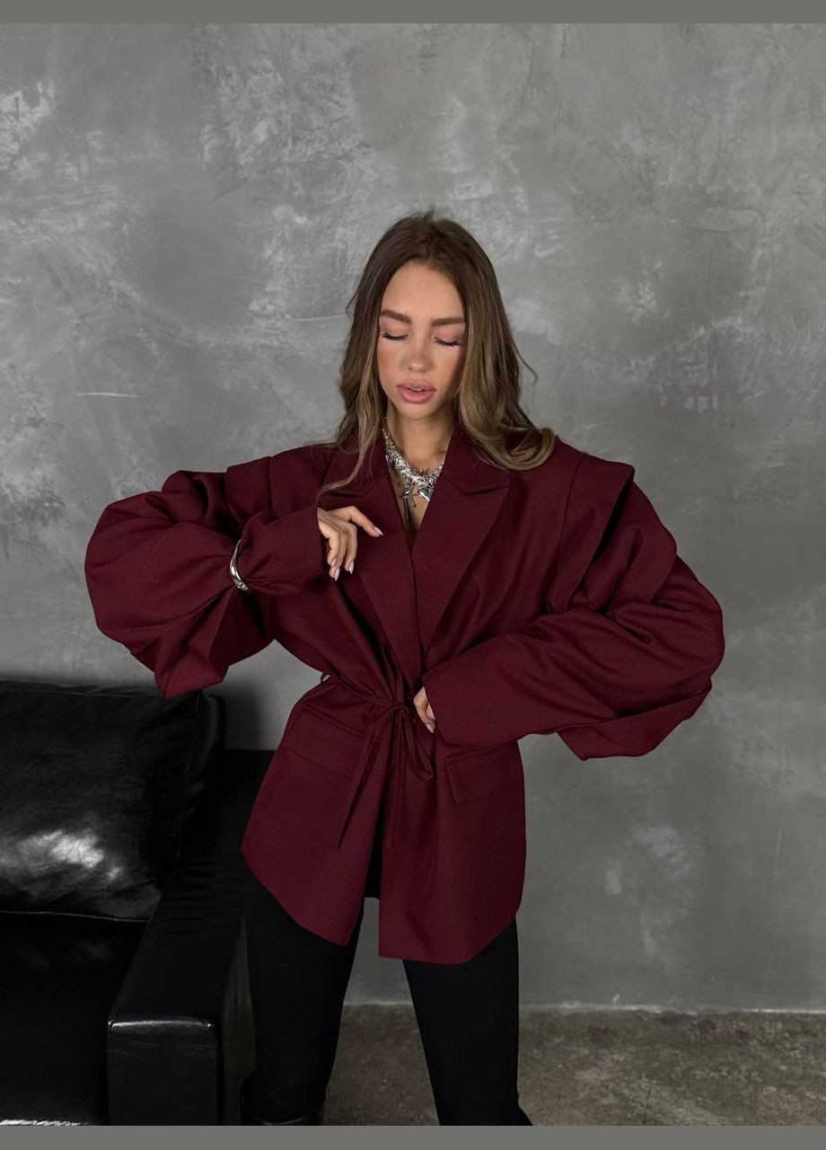 Бордовый женский жакет No Brand однотонный - всесезон