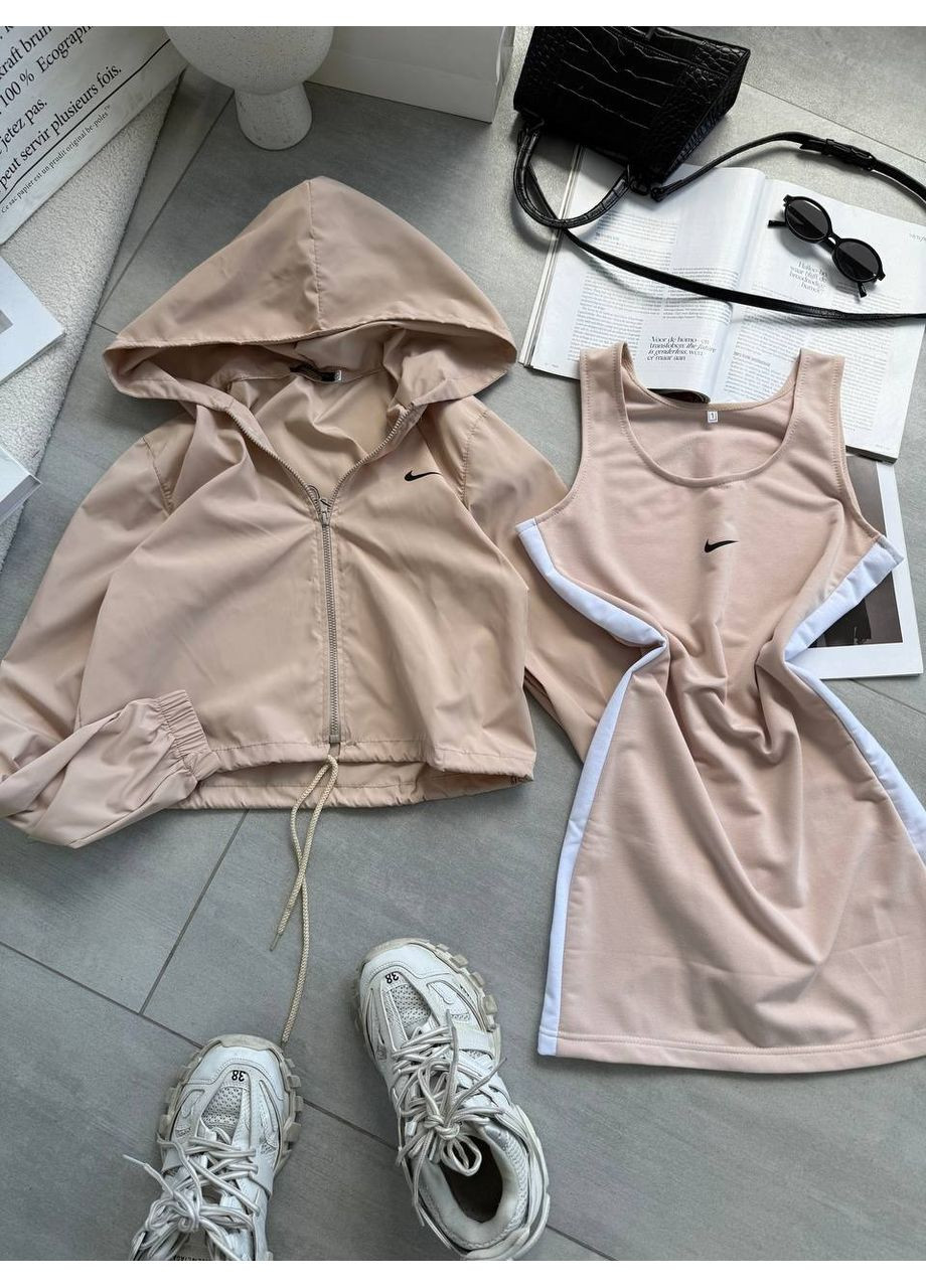 Костюм (ветровка, платье), цвет Бежевый. No Brand (361124382)