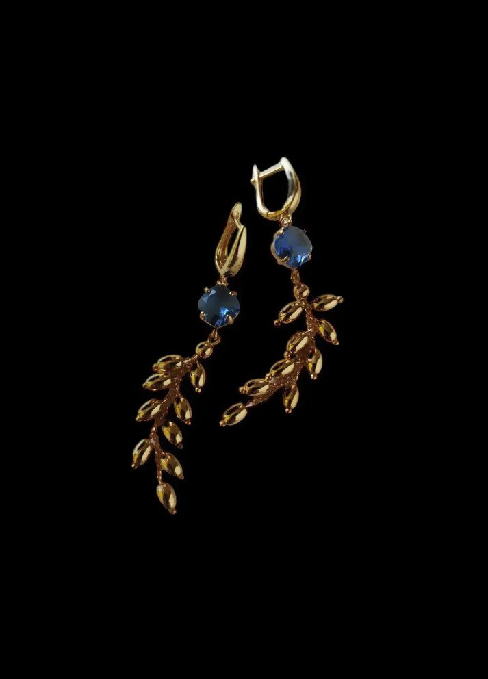 Серьги колоски из бусин натурального гематита сине-золотого цвета (SB-0046) Ksenija Vitali (307257232)