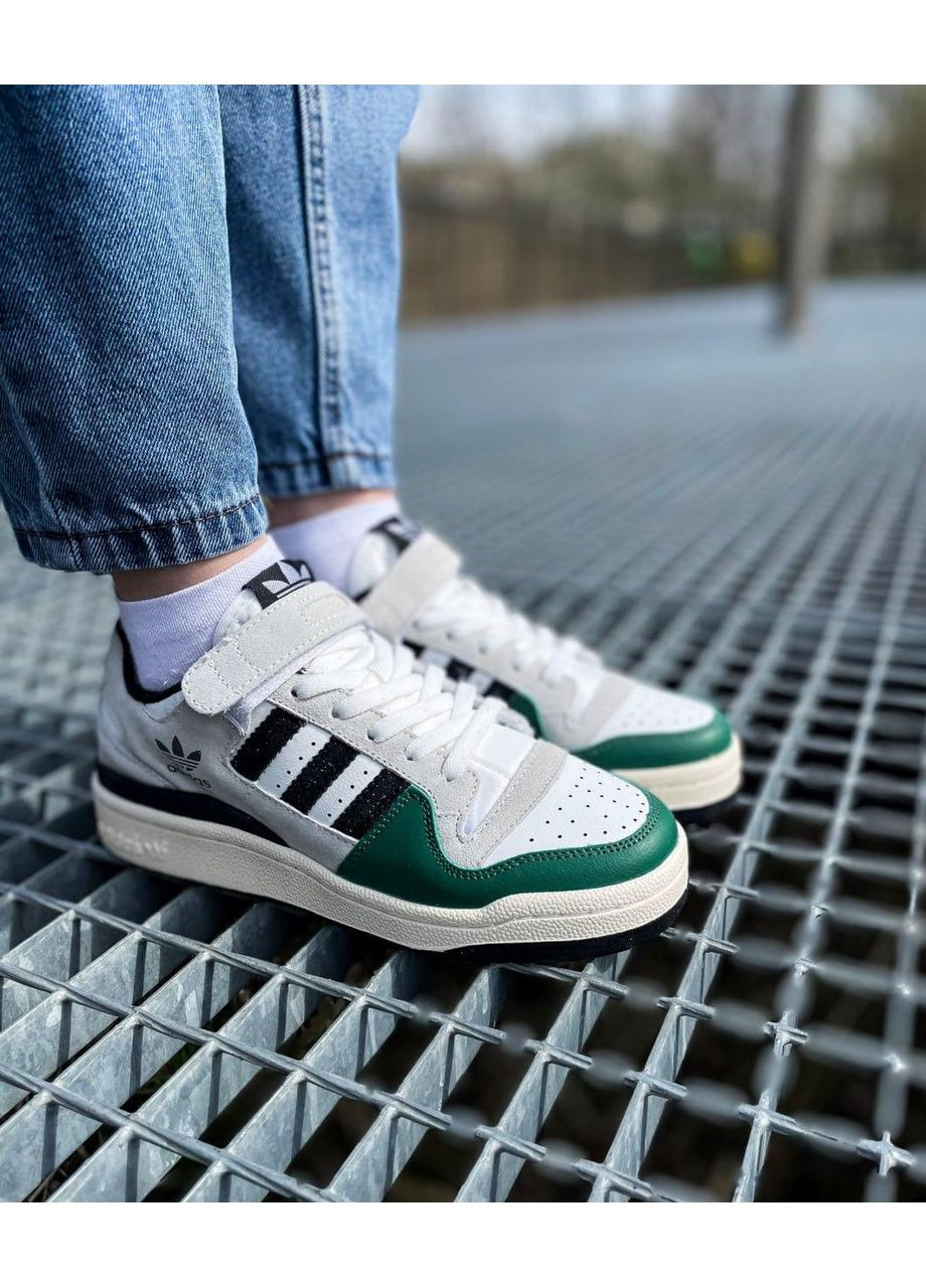КРОССОВКИ ЖЕНСКИЕ ADIDAS FORUM LOW WHITE GREEN BLACK АДИДАС ФОРУМ No Brand серые демисезоны (368887644)