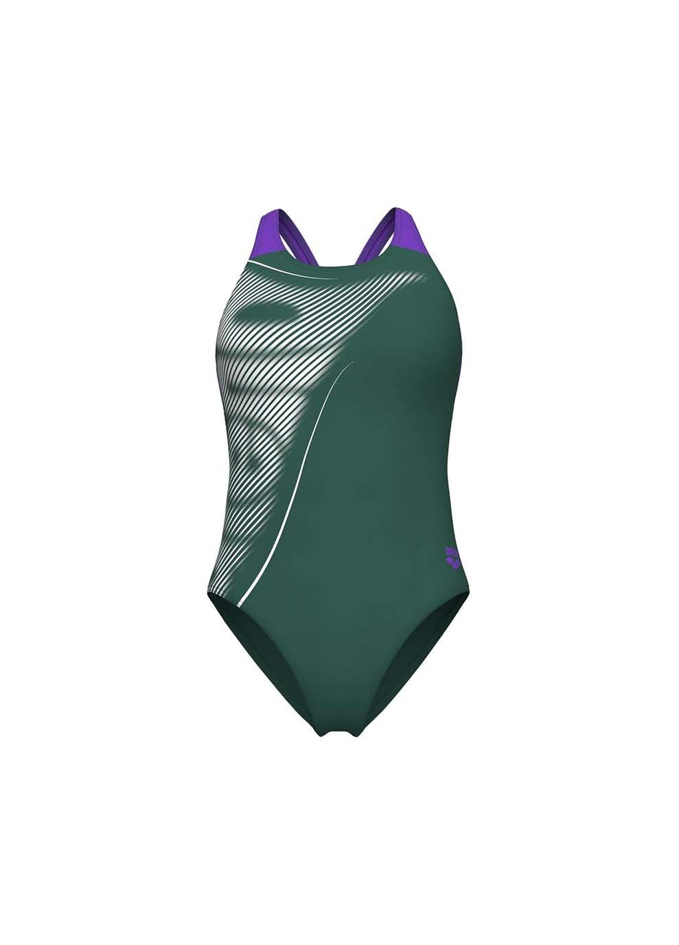 Зелений демісезонний купальник закритий для жінок bright glare swimsuit v back зелений Arena