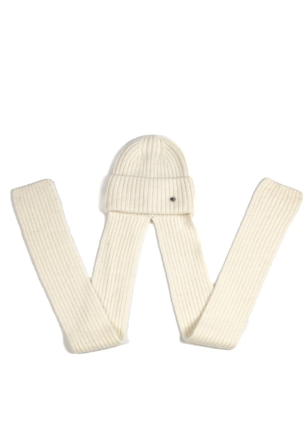 Шапка по голові з шарфом жіноча віскоза з ангорою біла РІМА LuckyLOOK 591-806 (322792543)