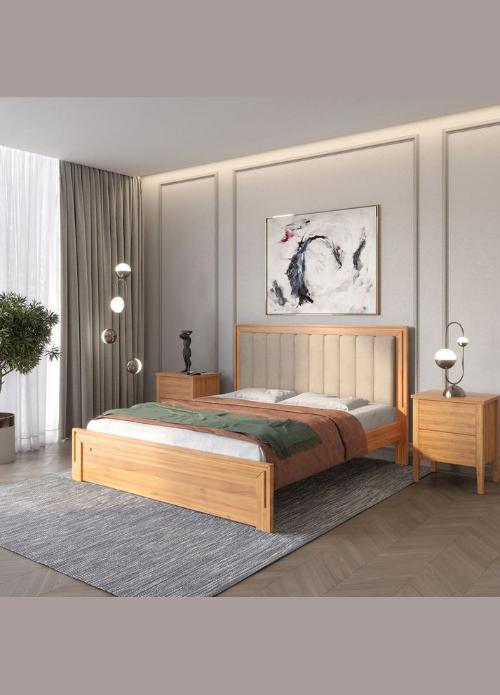 Двоспальне дерев'яне ліжко Торонто Т1 /Аляска 23 (бежевий) 140х200 см (MBG-7674) Mebigrand (368281288)