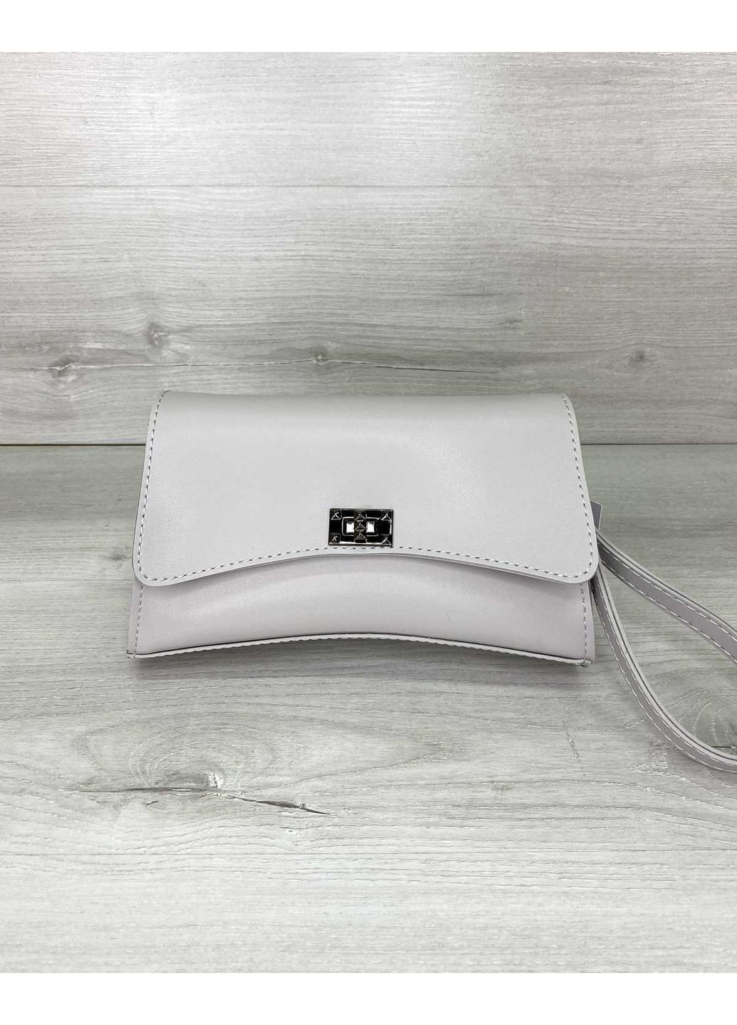 Жіноча сумка Пет сірого кольору з екошкіри клатч для молоді з ременями та замком ProDobro (367264687)