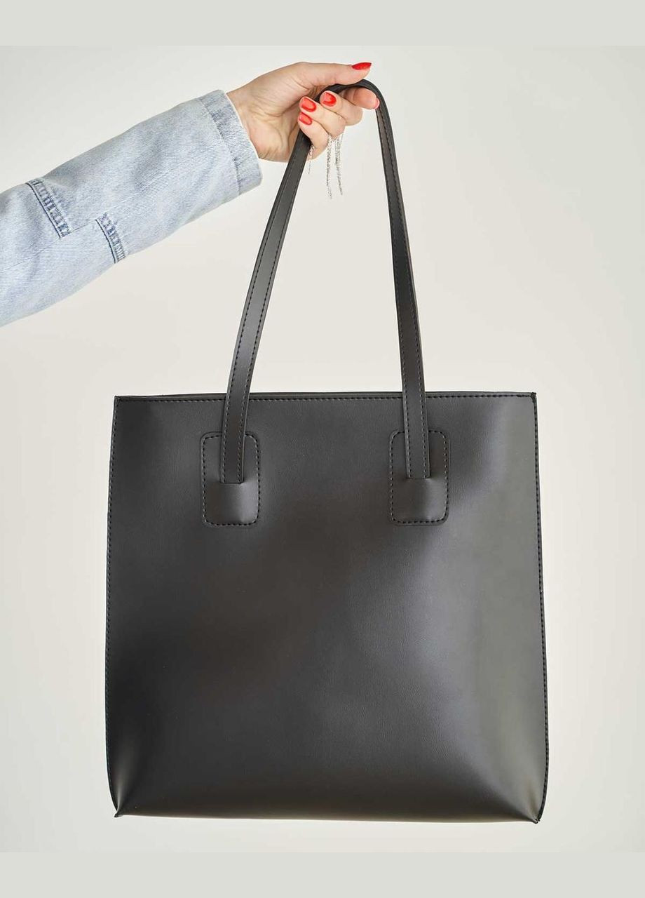 Жіноча сумка-шопер з екошкіри чорна на блискавці з двома ручками «Маель» WeLassie (298569976)