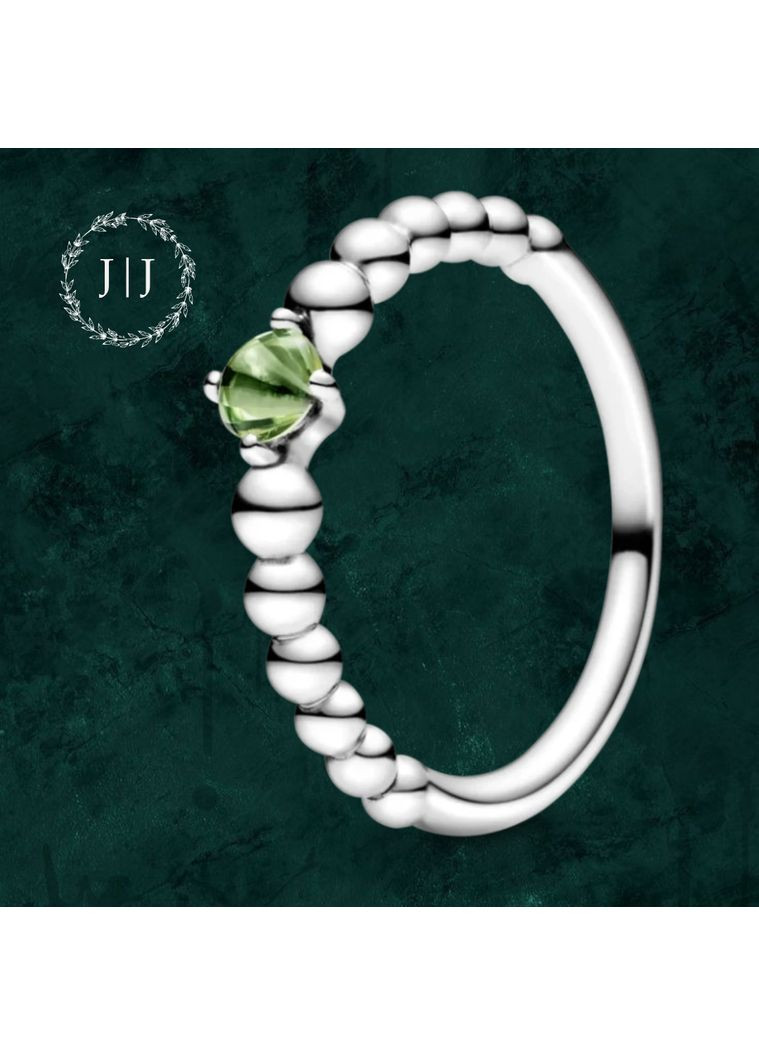 Серебряное кольцо с камнем зеленого цвета Pandora (Пандора) 198598C10 16.5 No Brand (362457604)