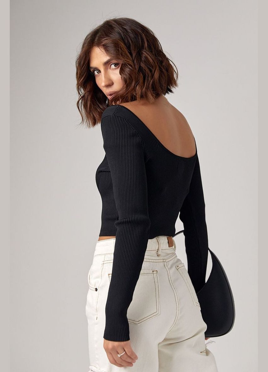 Короткий лонгслив в рубчик с фигурным вырезом 241032 Lurex (315810348)