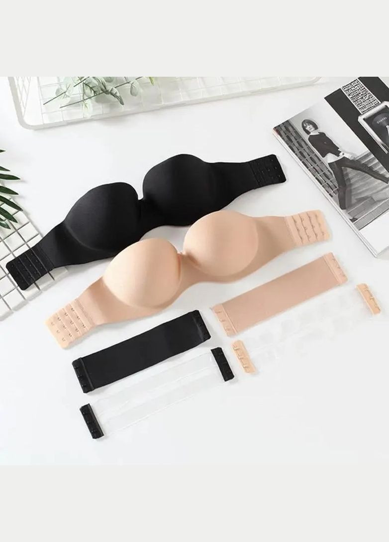 Чёрный балконет бюстгальтер трансформер бесшовный гладкий лифчик балконет пуш ап черный No Brand