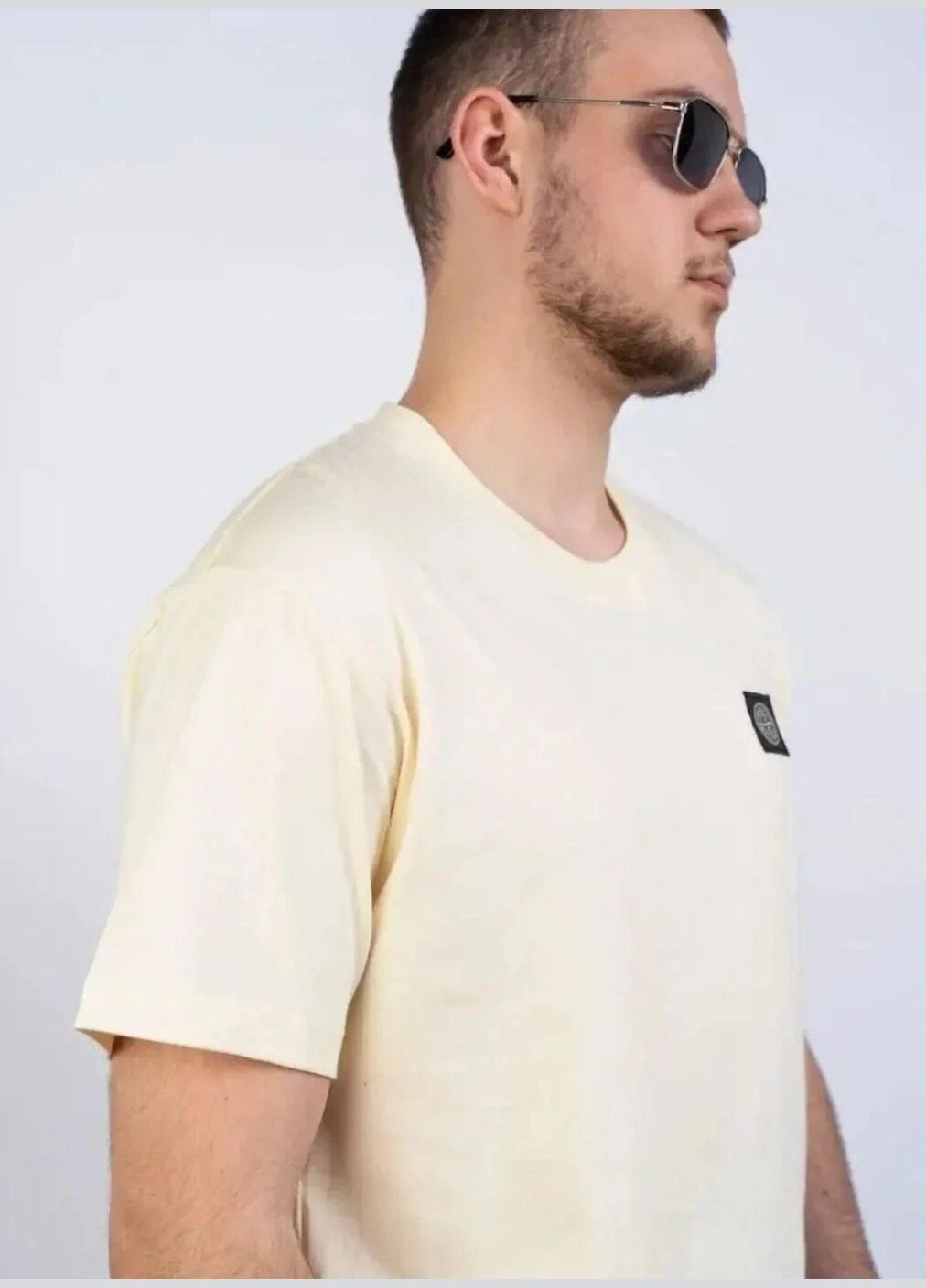 Бежева футболка чоловіча з коротким рукавом Stone Island CLASSIC LOGO