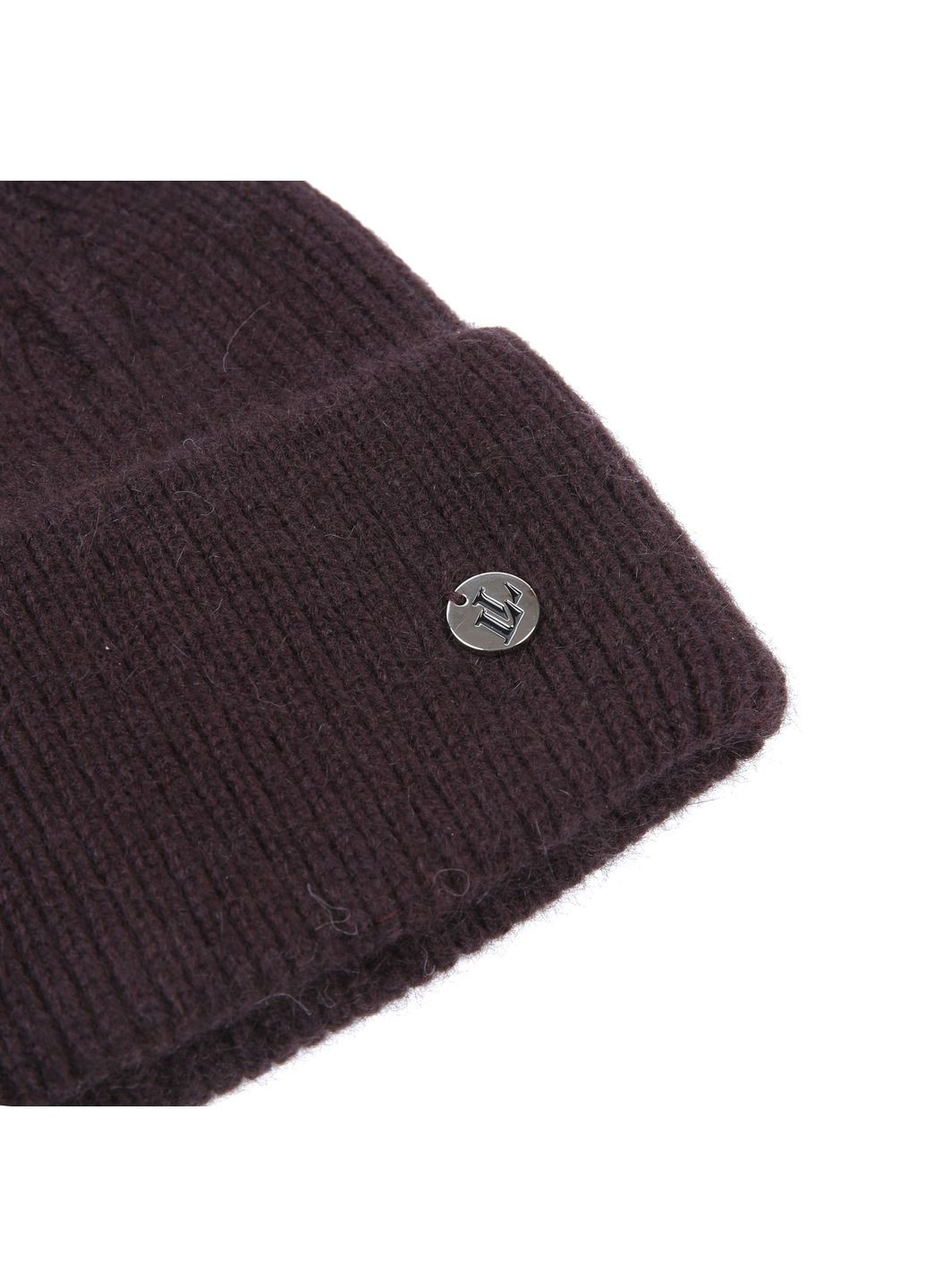 Шапка бини женская ангора с вискозой коричневая МЕРИДА LuckyLOOK 880-559 (352690879)