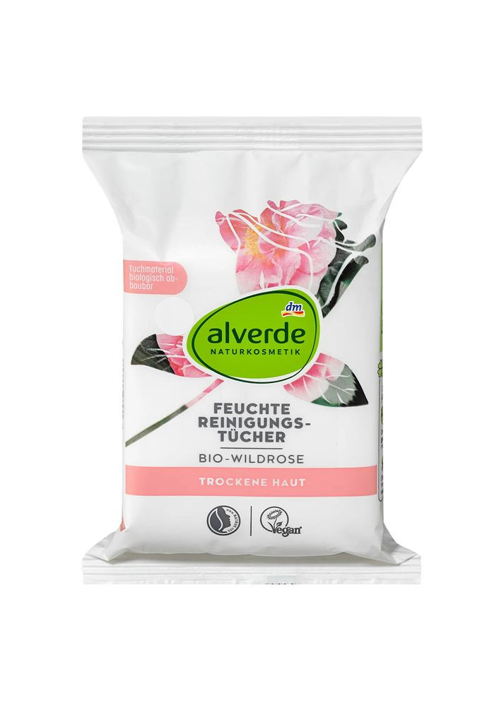 Вологі серветки Naturkosmetik для прибирання з органічною шипшиною 25 шт Alverde (368293462)