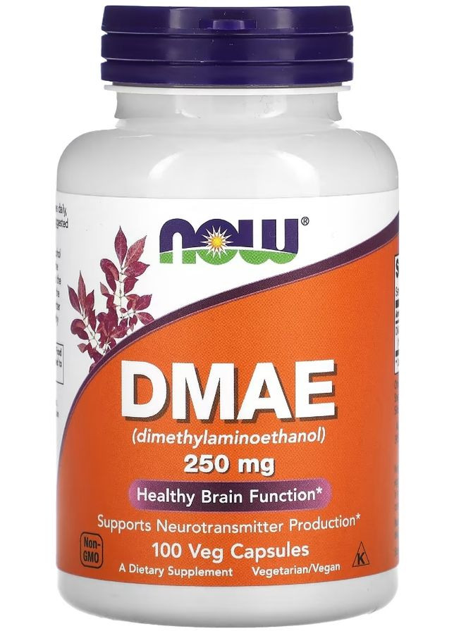 Диметиламіноетанол DMAE 250 мг 100 веганських капсул Now Foods (351864928)