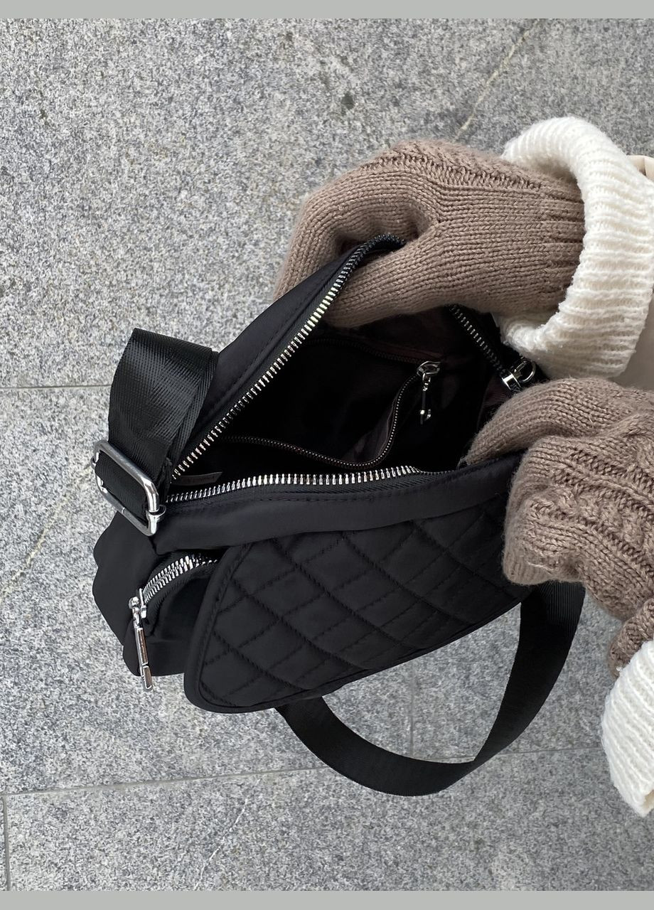 Жіноча класична сумка крос-боді 10212 на два відділи чорна No Brand (290704949)