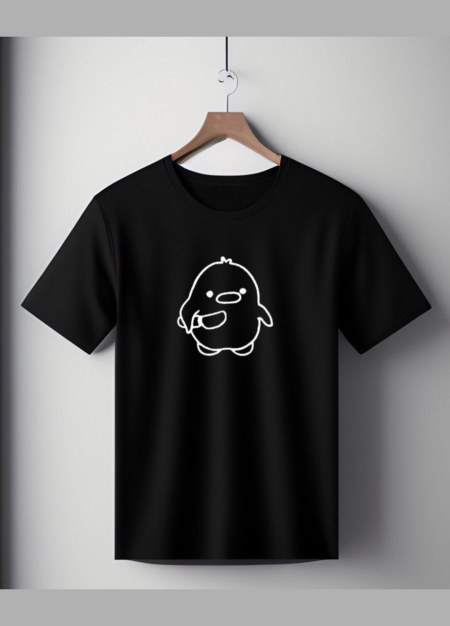 Футболка чорна оверсайз унісекс з принтом мем " Качка з ножем " Handmade (308245392)