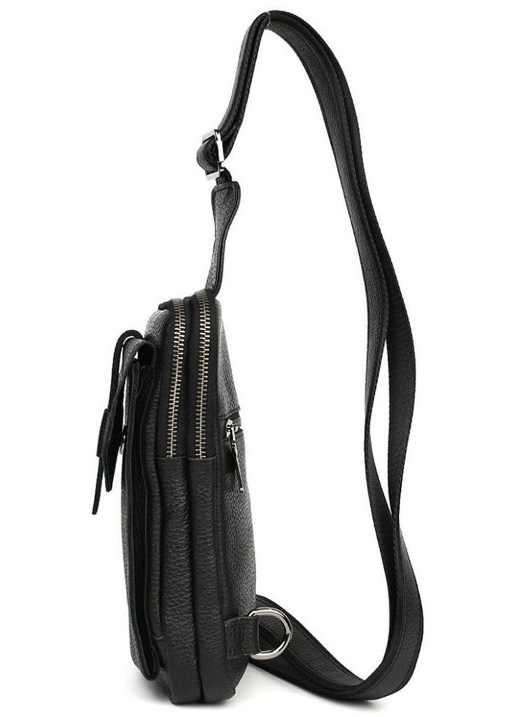 Сумка слинг через плечо мужская кожаная для телефона и для документов средняя Черный 39026 LIMARY (351403565)