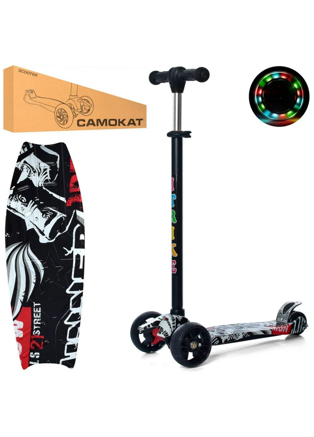 Самокат детский трехколесный 40х13,5х70-89 см iTrike (289363109)