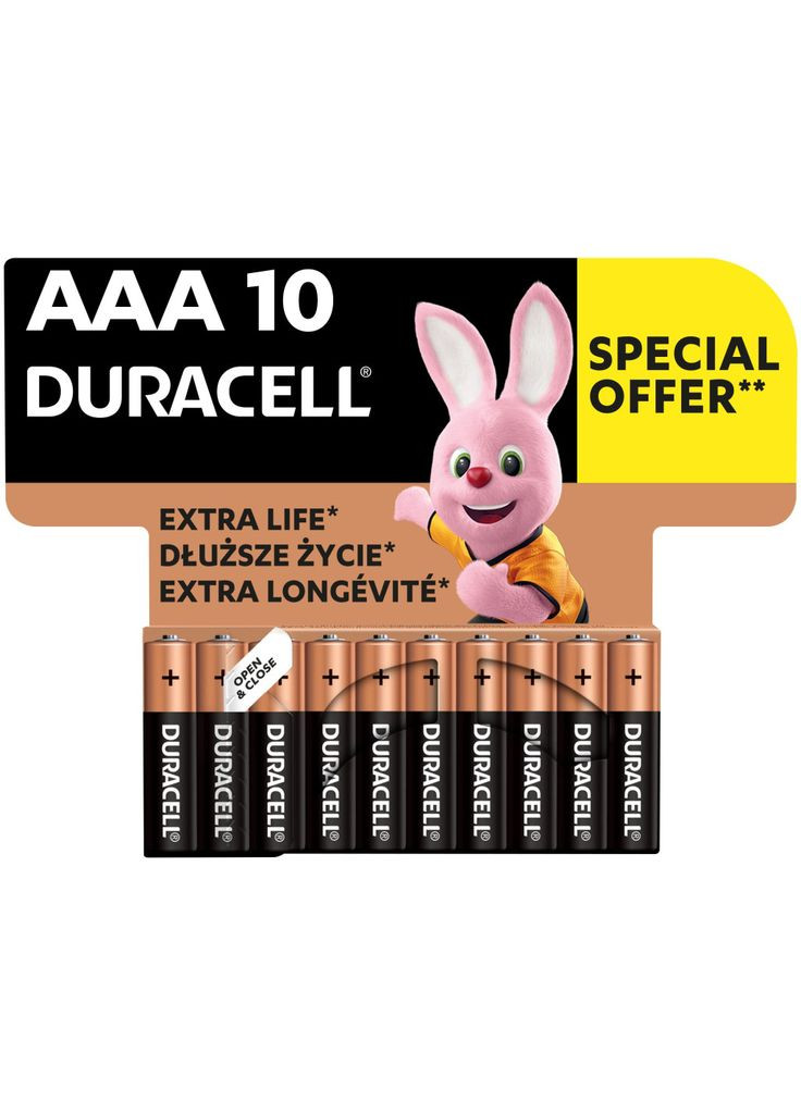 Батарейка AAA щелочные 10 шт. в упаковке (m426474) Duracell AAA лужні 10 шт. в упаковці (367065360)