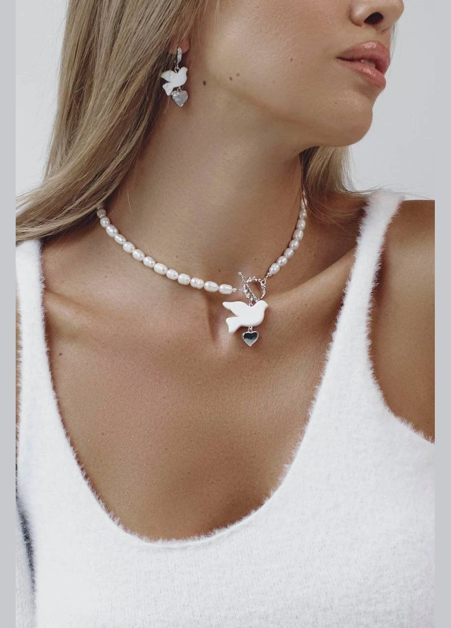 Кольє "Silver Heart Горлиця" Le'Perle (312519961)