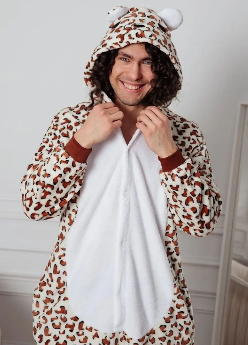 Чоловіче кігурумі Леопард з капюшоном плюш на гудзиках (1039/1) My Kigu (355336778)