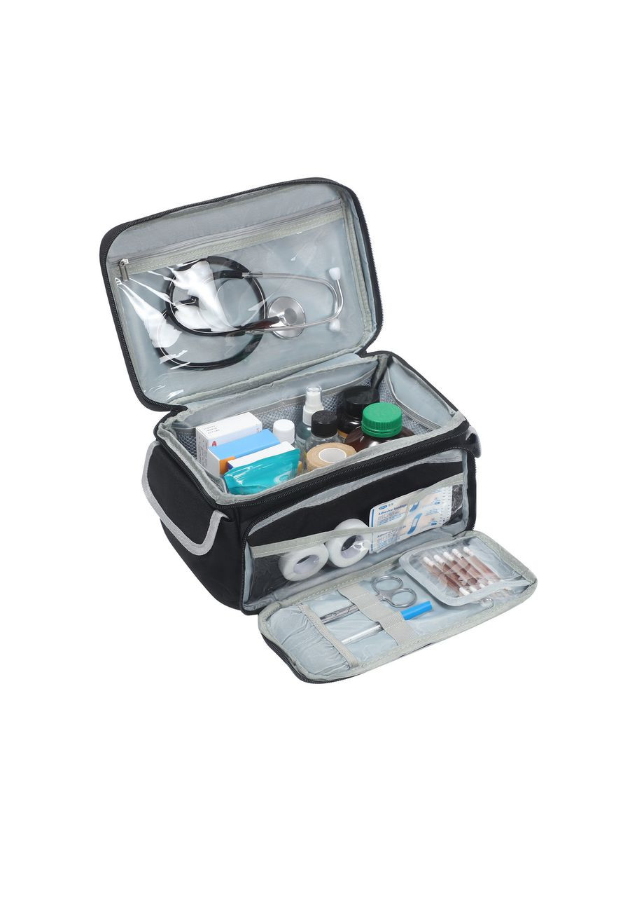 Аптечка, сумка-органайзер для медикаментів Велика 29 x 19,5 см протиударна Чорна ( код: IBH052B ) Profi Care (331902248)