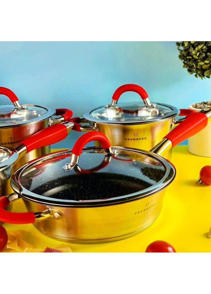 Набір каструль із нержавіючої сталі + ковш EB-2408 8 предметів Edenberg (360654324)