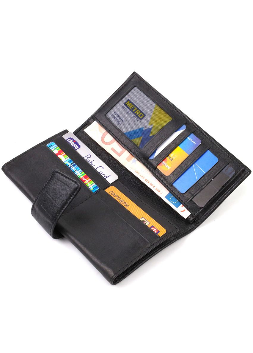 Вертикальне портмоне для документів чоловіче з натуральної шкіри з тисненням 21836 Чорне Canpellini (306881757)