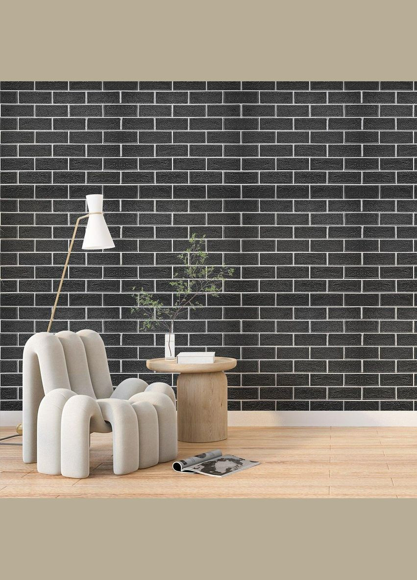 3D панель стінова самоклеюча 70*70cm*5mm чорна цегла з білим D (3DPanda-1503) Sticker Wall (323155049)