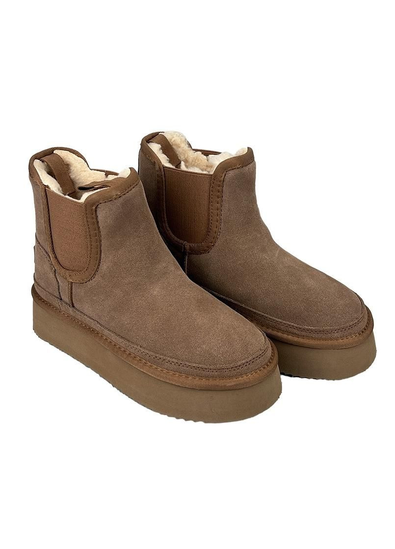Угги женские замшевые на платформе челси коричневые 880-20 No Brand (301007395)