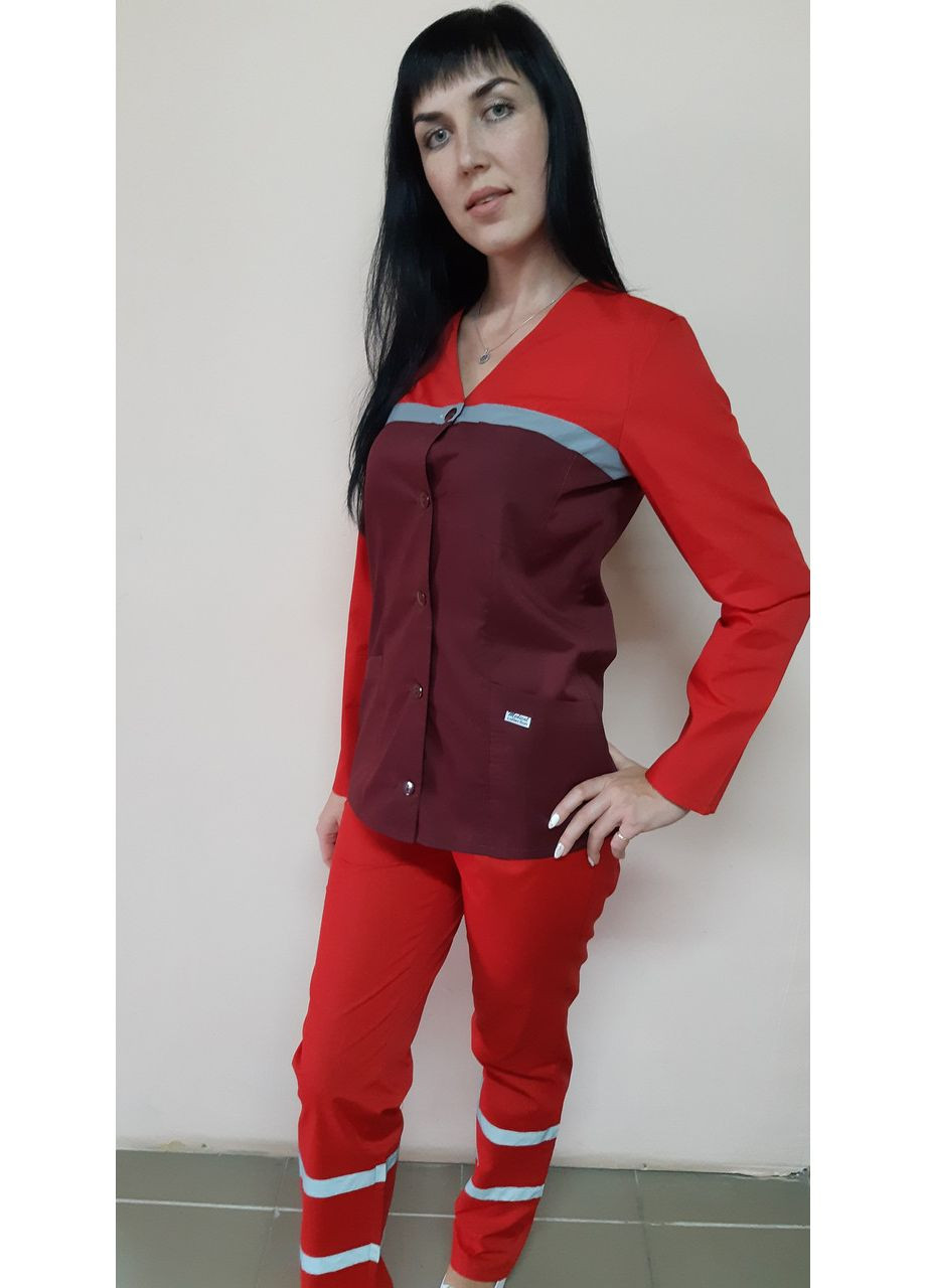 Форма для швидкої допомоги на ґудзиках котон довгий рукав 64, Синьо/червоний No Brand (361360086)