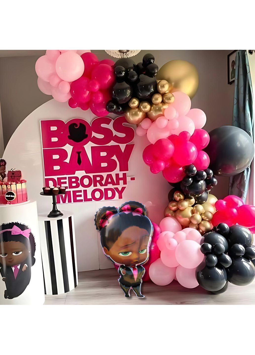 Набір 120 куль для фотозони Бебі Бос На підборах Фуксія і рожевий No Brand (360559284)