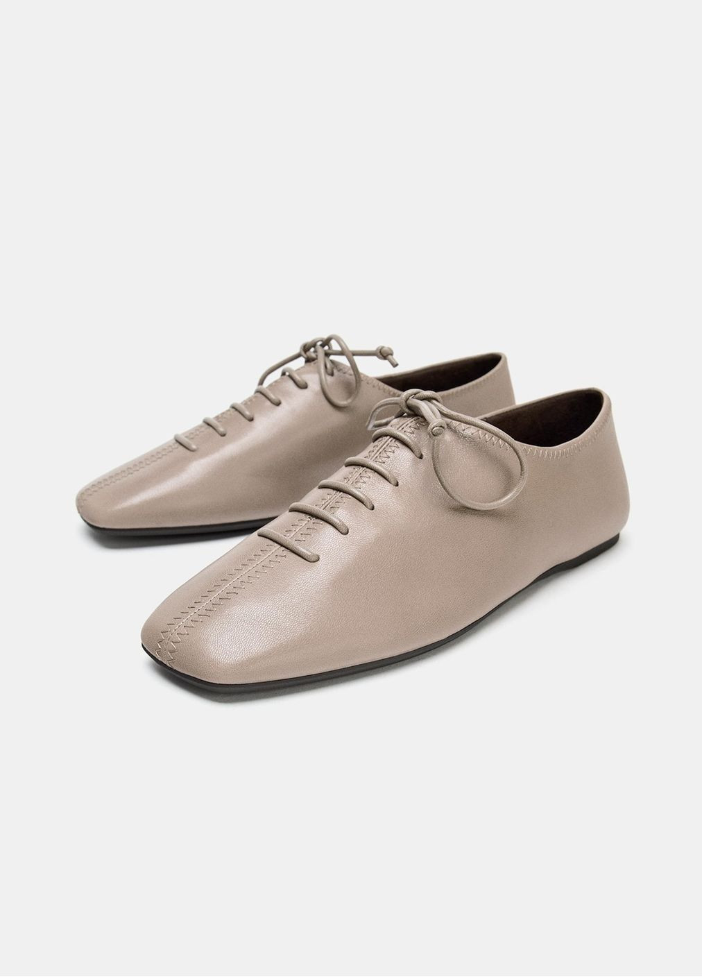 Zara Туфлі сіро-коричневий з натуральна шкіра, іспанія — демісезон (367107469)