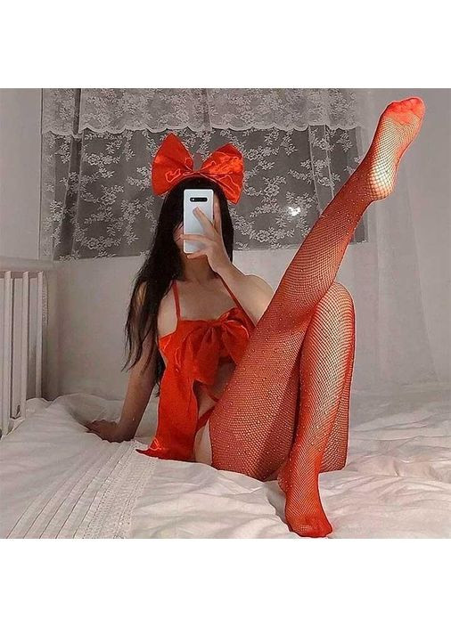 Червоний демісезонний колготки very sexy shine з відкритим доступом і стразами — червоний (1/2/3) — еротична білизна -