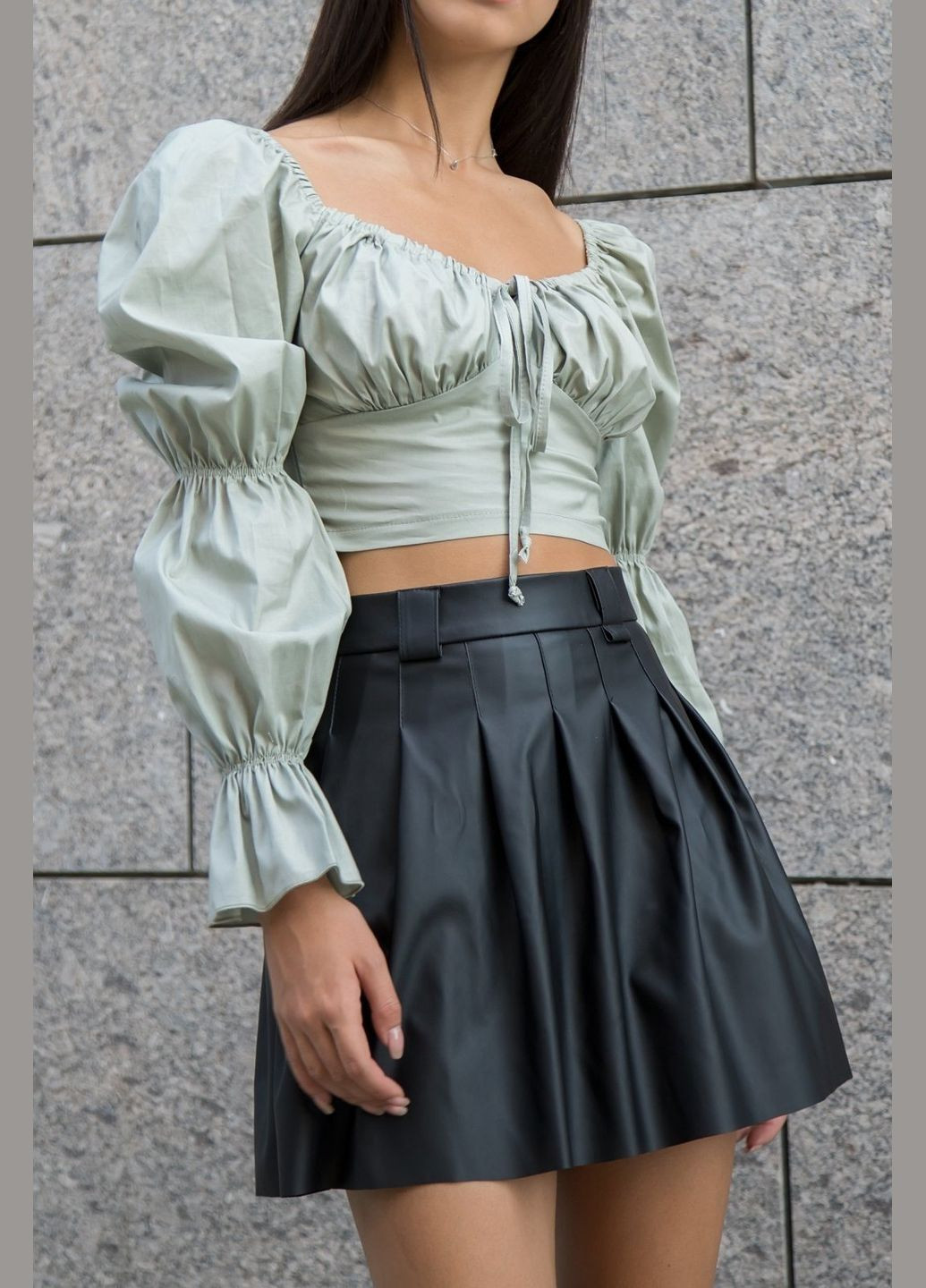 Спідниця в складку з еко-шкіри CHICLY (302948254)