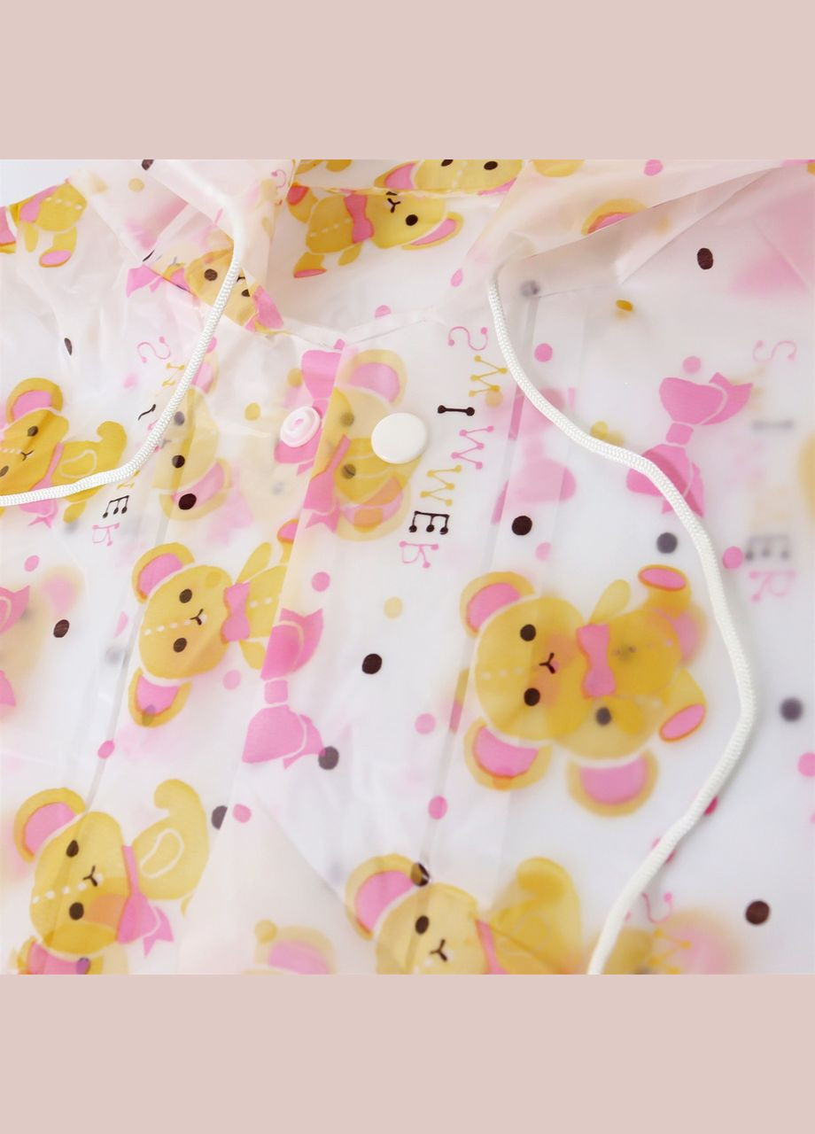 Дитячий багаторазовий дощовик плащ на кнопках з капюшоном Ведмедики Eva (302364207)