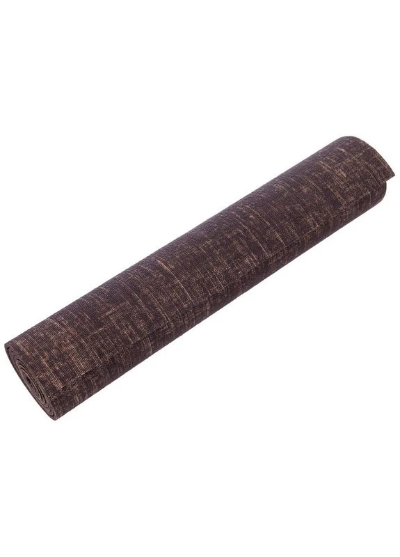 Килимок для йоги Льняний (Yoga mat) двошаровий 6мм (розмір 185x62x0, 6см, джут, Темно-коричневий) (FI-2441_Темно-коричневий) Record (361433541)